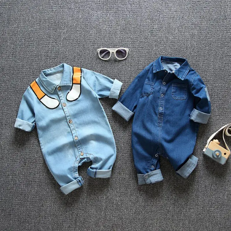 

Autumn Newborn Baby Boys Cute Denim Buttons Romper Infants Toddler Long Sleeve One Piece Jumpsuit Outfits Clothes43
