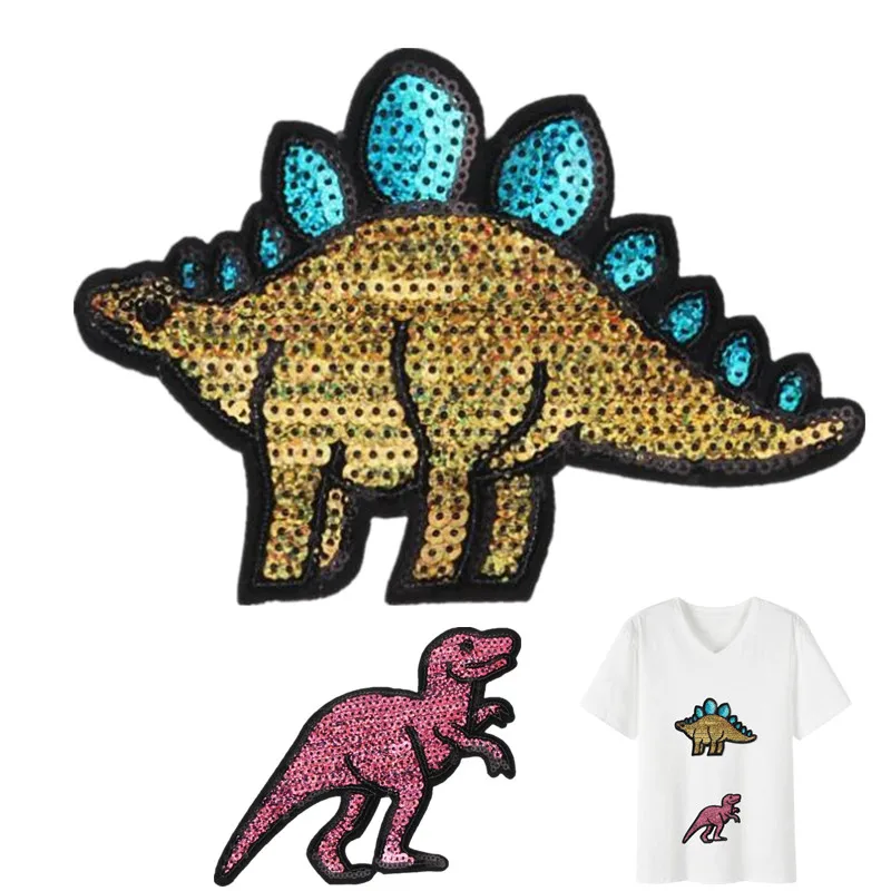 Patch Applique for clothing Accessories Dinosaur Iron on patches Sequins Deal with it Clothes Stickers Parches ropa Naszywki | Дом и сад