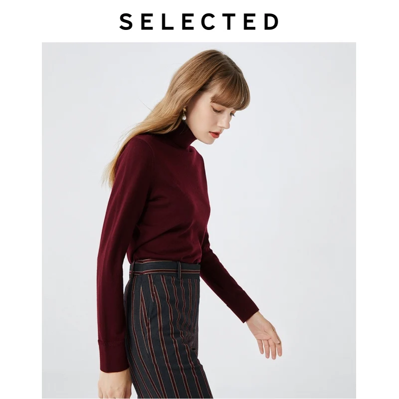 

SELECTED Women's Turtleneck Sweater 100% Wool High-necked Long-sleeved Knit S|419424507
