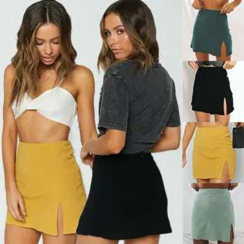 

Womens Fashion Summer Mini Skirt Ladies High Waist Party Cocktail Wrap Dress Clubwear Office Lady Slim Short Skirts