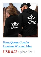 Королева Король Корона толстовки для пар Hallween для женщин и мужчин Толстовка для влюбленных ужасов пары худи пуловеры в стиле кэжуал подарок