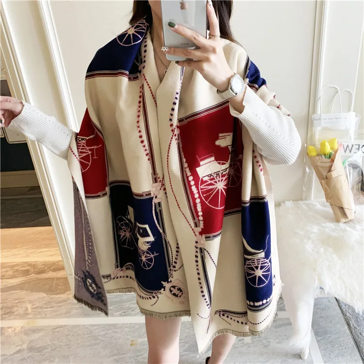 

new imitation cashmere scarf female joker in Europe and the shawl with thick warm carriage manufacturer wholesale
