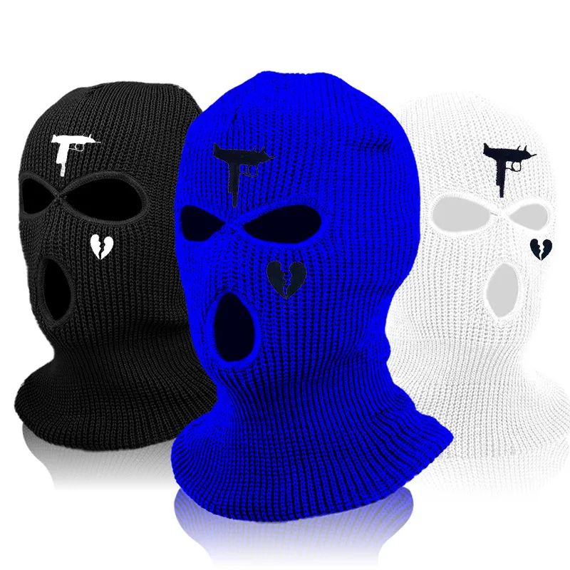 3 Holes Winter Warm Unisex Balaclava Mask Hat Full Face Black Knitted Ski Snowboard Cap Hip Hop Multiple Colour Beanie | Аксессуары для