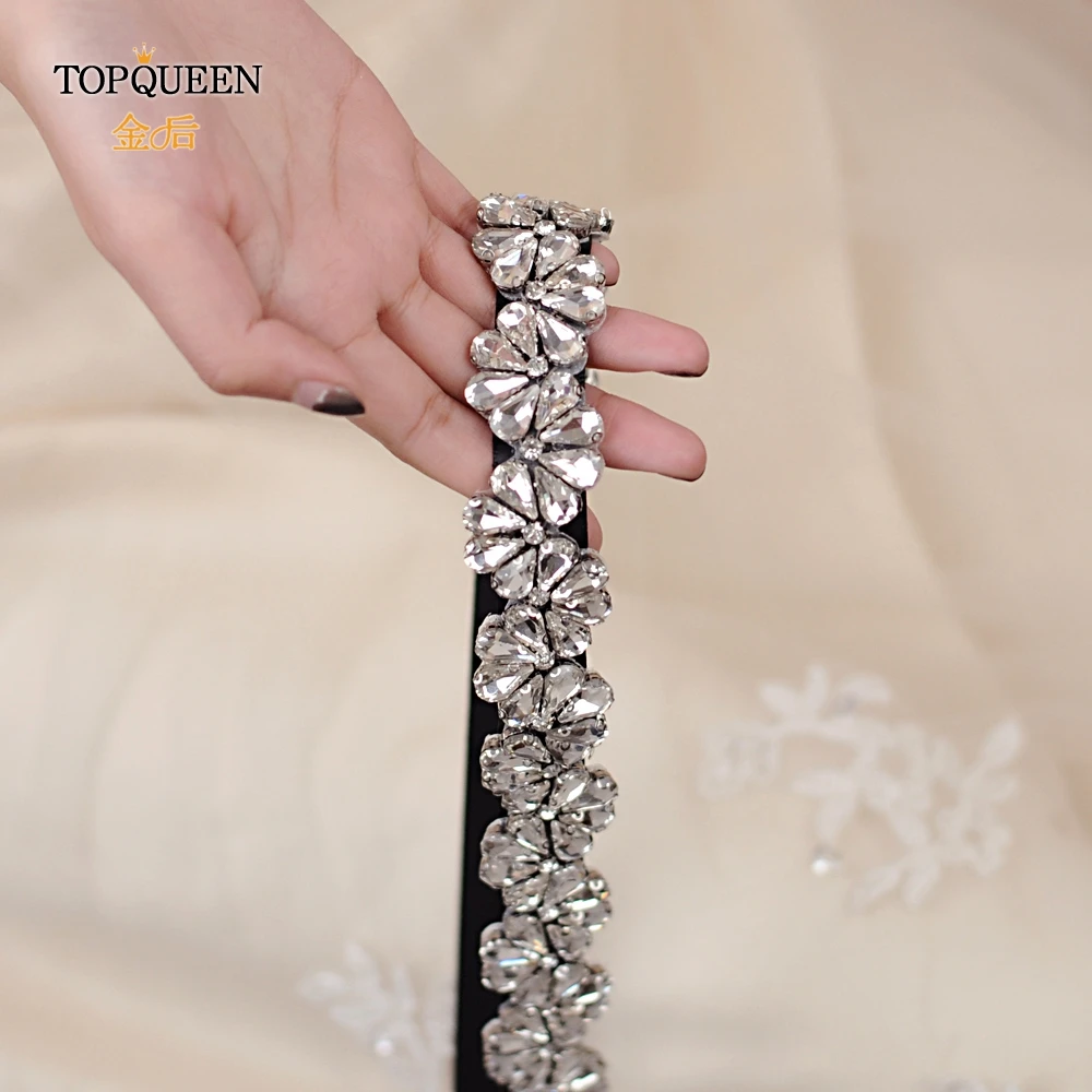 TOPQUEEN S291, женский пояс, серебряный пояс со стразами, кристаллы, свадебное вечернее платье, пояс-кушак ручной работы, вечерние ремни для невесты