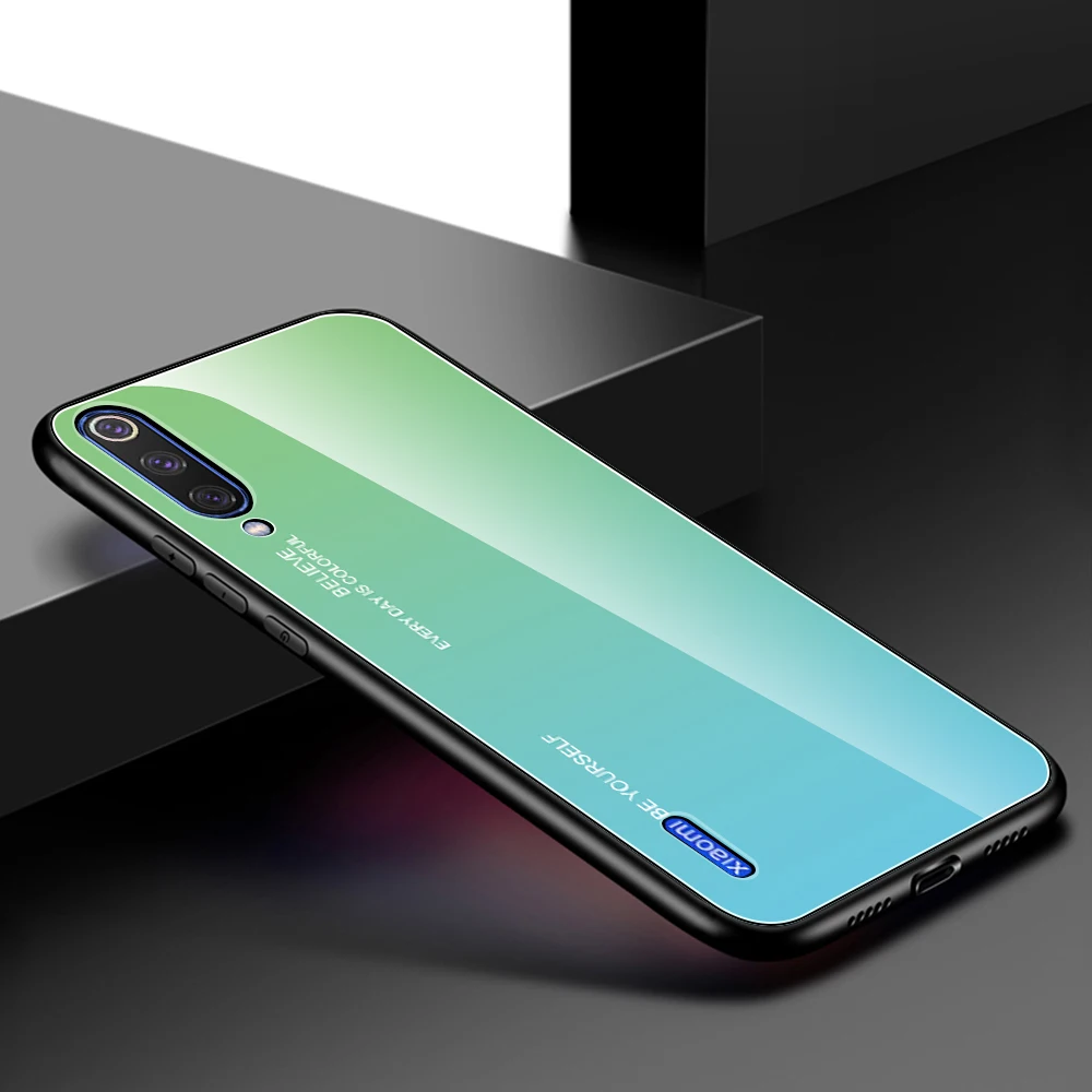 Роскошный чехол из градиентного стекла для Xiaomi mi A3 A2 A1 mi 9 SE 9t Pro CC9 CC9E чехол из твердого стекла цветной чехол для Xiaomi mi A3 mi 9 чехол s