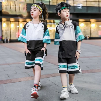 

Loose Hip Hop Dance Costumes Kids Jazz Practice Dancing Wear Street Dance Performance Clothing Stage Rave Outfits 2 Pcs DC3803