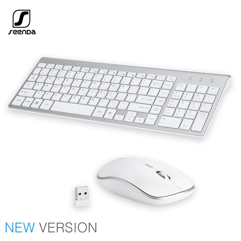  SeenDa 2.4G Wireless Silent Keyboard and Mouse Mini Multimedia Full-size Keyboard Mouse Combo Set F