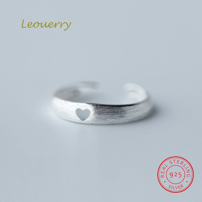 

Leouerry 925 Sterling Silver Hollow Heart Matte Open Rings Women Girls Elegant Tail Ring Wedding Engagement Ring Fine Jewelry