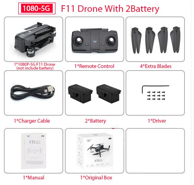 F11 2B Orignal Box PRO gps Дрон с Wifi FPV 1080 P/2 K HD камера F11 бесщеточный Квадрокоптер 25 минут время полета складной Дрон Vs SG906 - Цвет: F11 2B Orignal Box