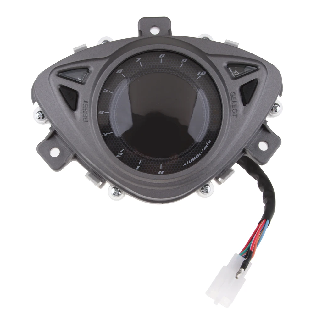Motorcycle 7 Colors LCD Digital Odometer Speedometer Tachometer Gauge Speed Meter for Yamaha RSZ 100 - Black