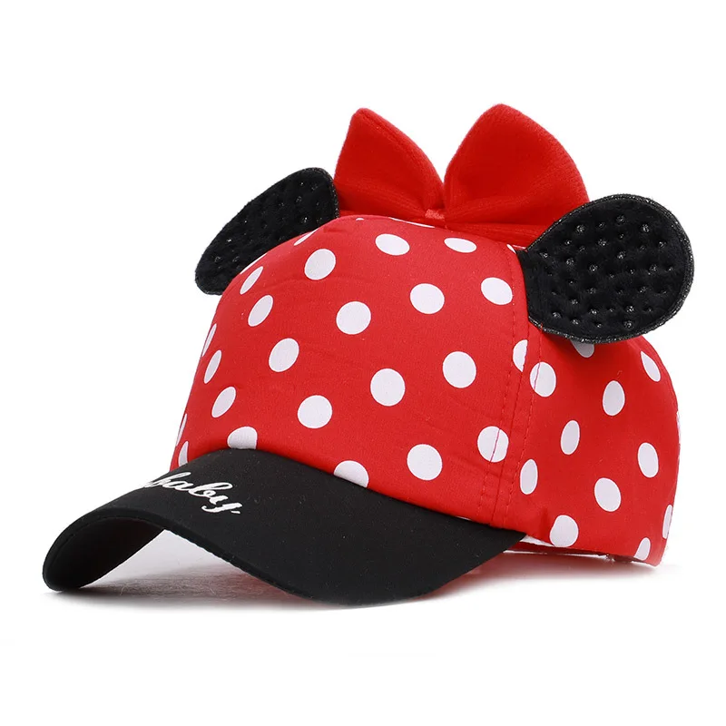 Mickey-4 Новинка; Симпатичная бейсболка в Корейском стиле с изображением Микки Мауса Для мальчиков; Детская кепка с оборками и бантом; детская шапка с ушками - Цвет: Mickey-4
