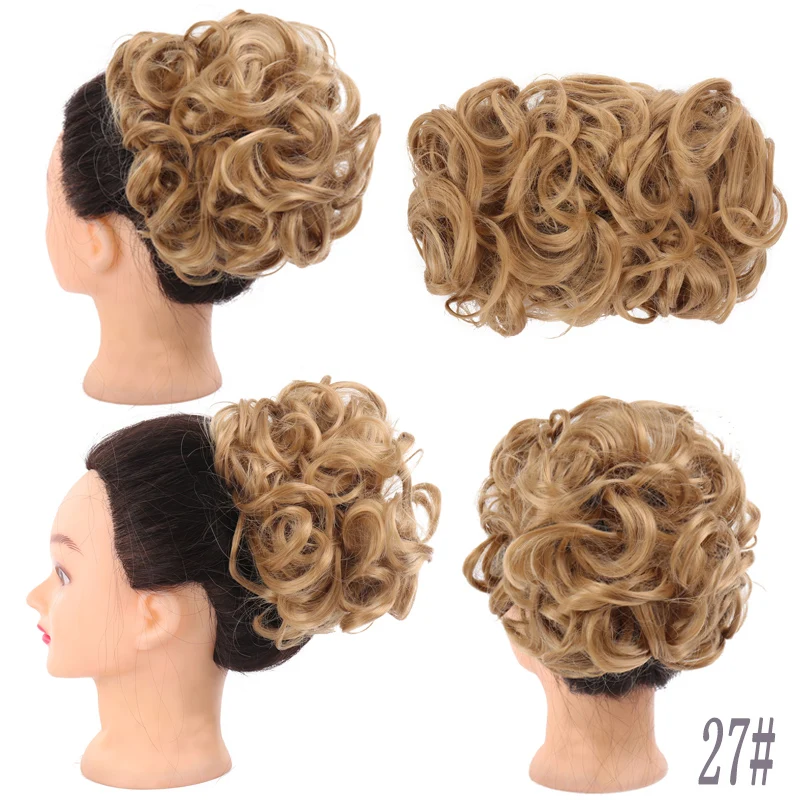 AOOSOO Messy Hair Bun Clip in Hair Extension 2 Plastic Comb Curly Hair Chignon Synthetic Hair Messy Chignon For Women Wedding