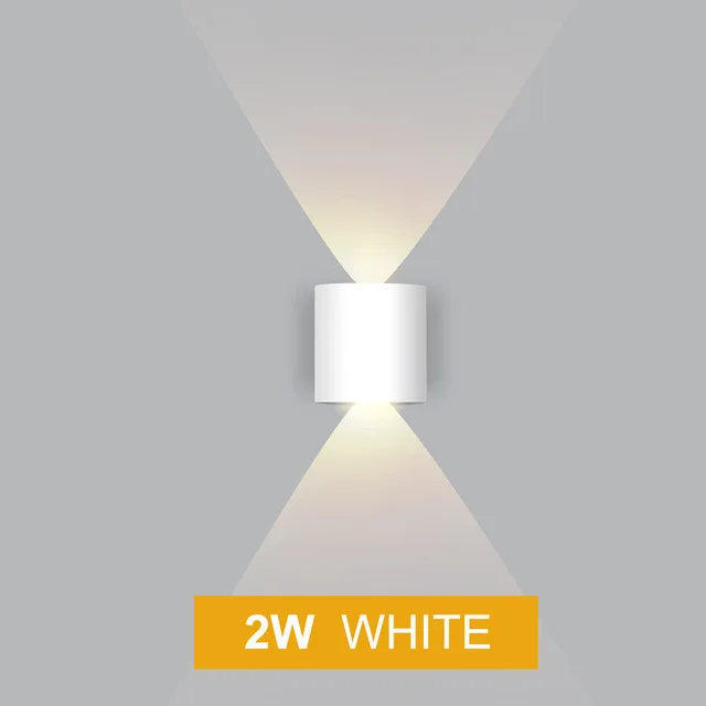 12W LED Waterproof Wall Light Indoor Outdoor IP65 Porch Garden Wall Lamp Sconce Balcony Terrace Decoration Lighting Lamp 2W White