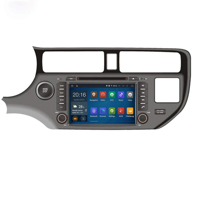 Четырехъядерный 1024*600 HD экран Android 9,0 автомобильный DVD gps Радио Навигация для Kia 2012- Rio, все новые Pride все новые Rio