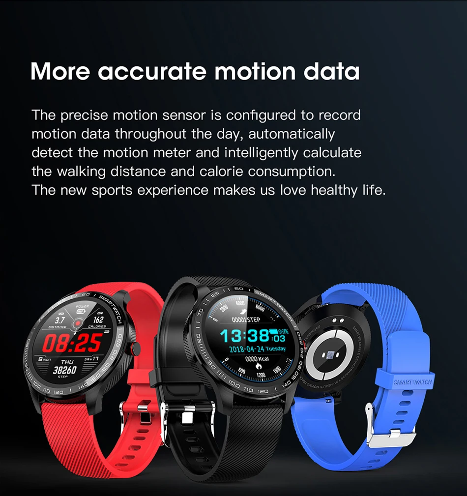 Le Jeune moderne.Montres connectées-Montre connecté L9 écran tactile, rythme cardiaque, étanche, notifications-Montre connectée tendance. Notifications d'appels en liaison avec votre téléphone. Rythme cardiaque et suivi d'activité physique.