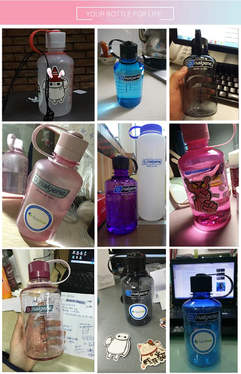 Nalgene Студенческая спортивная чашка для воды, Модная Портативная Герметичная Бутылка, пластиковый чайник, 500 мл, для пеших прогулок, велоспорта, путешествий