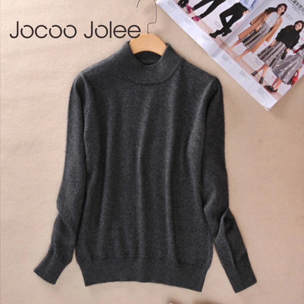 

Jocoo Jolee Women Winter Cashmere Sweater Long Sleeve O Neck Knitted Slim Sweater Warm Thick Pullover White Pullover Jumper