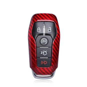 

carbon fiber 5 Button Car Key shell cover Fit For mustang