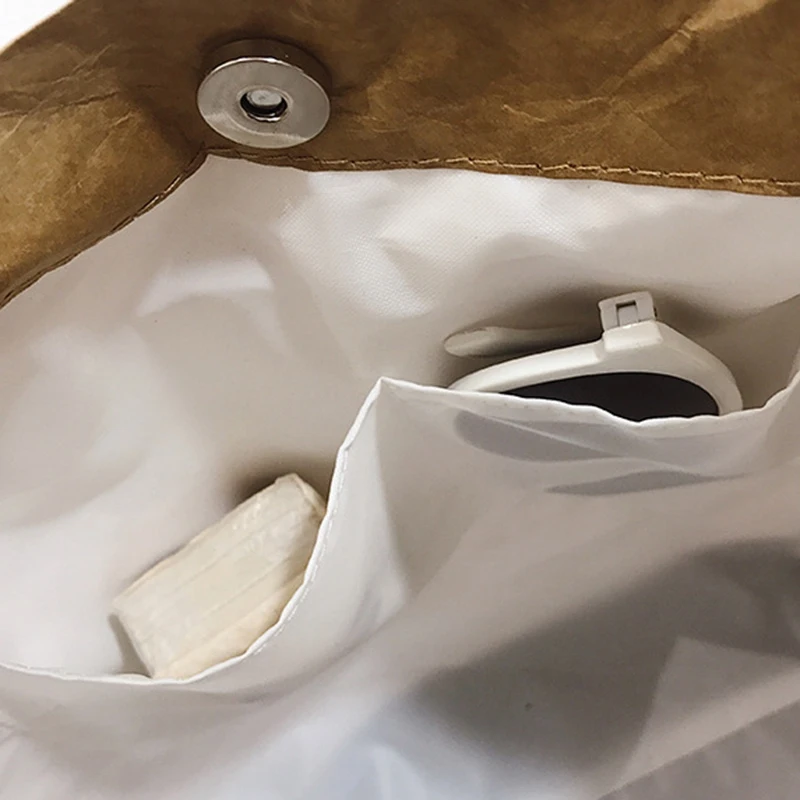 ABZC-новая Ретро сумка-тоут, сделанная в старом сложенном виде, сумка на плечо, повседневная легкая сумка, однотонная бумажная Повседневная сумка для девочек