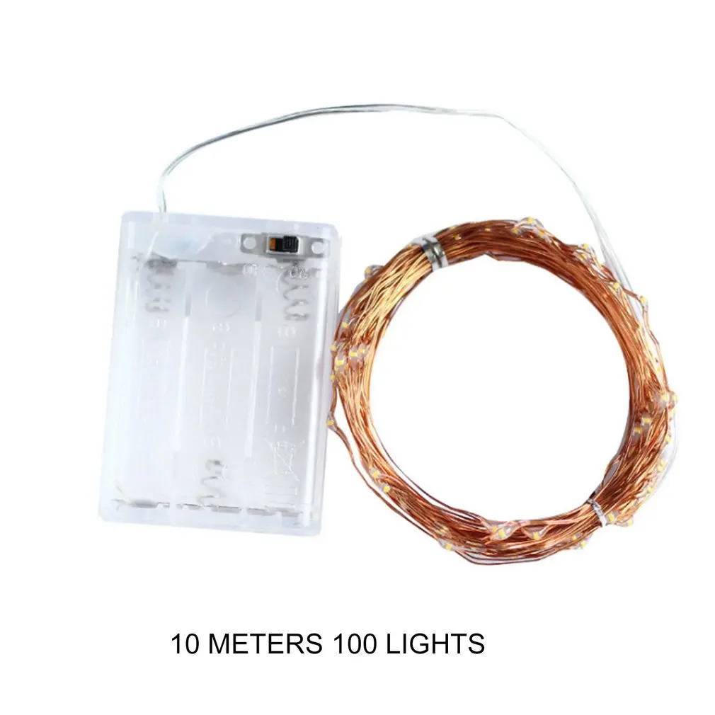 10m 100 lamp Led Strings Copper Wire 3XAA Battery Operated Christmas Wedding Party Decoration LED String Fairy Lights - Испускаемый цвет: Зеленый