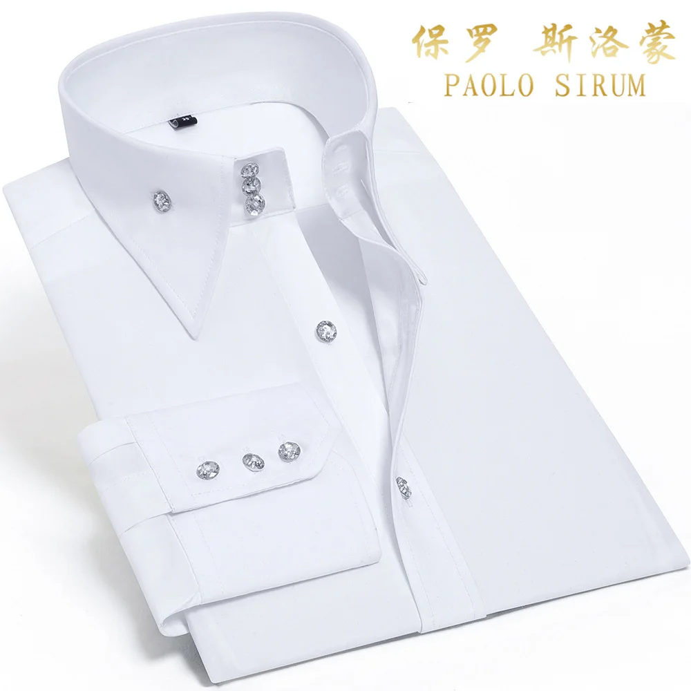 

Causal Shirt For Men Silk Cotton Long Sleeve Non Iron Button Down Slim Fit Shirts Luxury Wedding Business Party Blouse