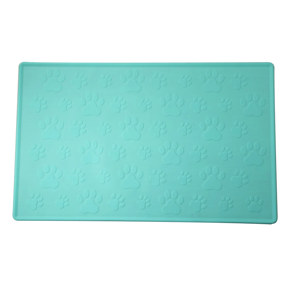

Dog Protective Soft Silicone Anti Fall Cats Feeding Foot Pattern Easy Clean House Non Slip Accessories Tray Pet Food Mat