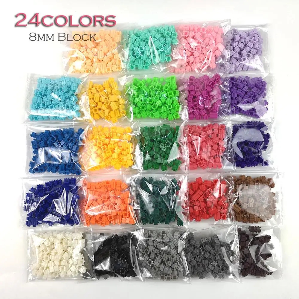 

2400pcs 8*8mm Diamond Building Blocks 24colors 100PCs/bag DIY 3D Small Brick For Children Educational Toy Kids Gifts