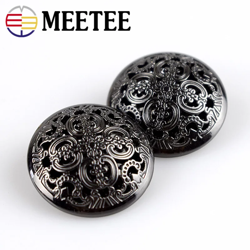 20pcs Meetee 15/18/20/23/25mm Hollow Metal Buttons Round Coat Button for Clothing Sewing Decor Accessories DIY Material Craft