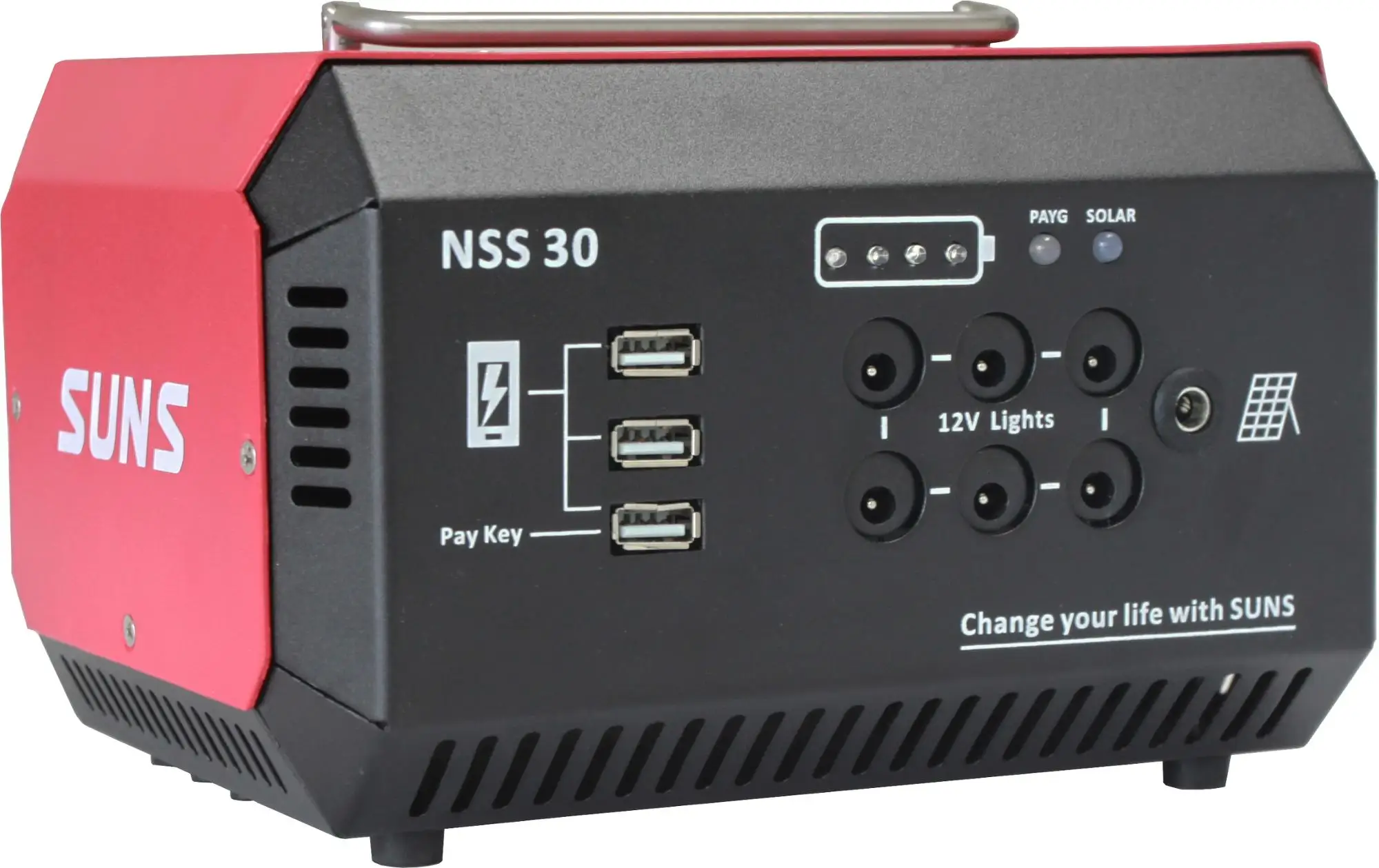 Pay as you go portable solar power system 30w with mobile charging for Africa market