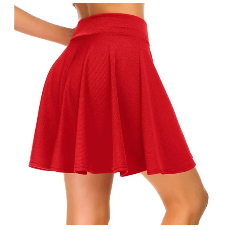 Summer hot casual style half-length lotus leaf skirt solid color high waist mini pleated skirt fit comfort with elastic band Summer hot casual style half-length lotus leaf skirt solid color high waist mini pleated skirt fit comfort with elastic band