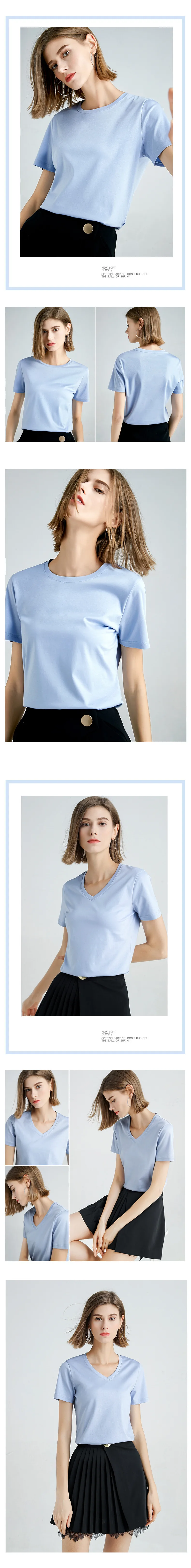 MRMT 2025 Brand New 80S Pure Cotton Women's T Shirt High Quality T-shirt for Female Short Sleeve V Collar Leisure Tops Tshirt