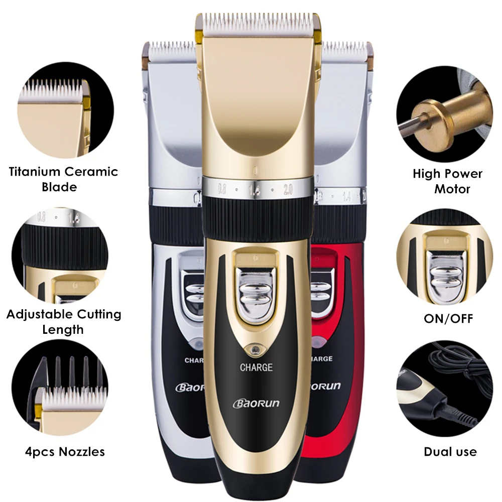 Hair Clipper Professional Electric Hair Clipper Cordless Hair Trimmer Beard Razor Men Barber Cutting Machine 8pcs Nozzles 3-15mm