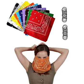 

Dozen Paisley Bandanas Multi Colored Set Cowboy Bandanna Head Scarf Double Sided Reusable Windproof Breathable Facemasks New
