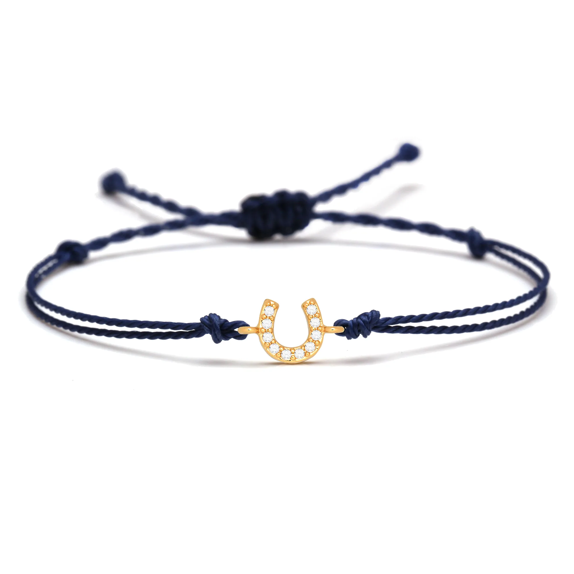 Zirkonia Kristall Winziges Hufeisen Glücksbringer Armband Damen Herren Rot Schwarz Weiß Grün Gewachste Schnur Messing CZ Geflochtener Schmuck – Detail 4