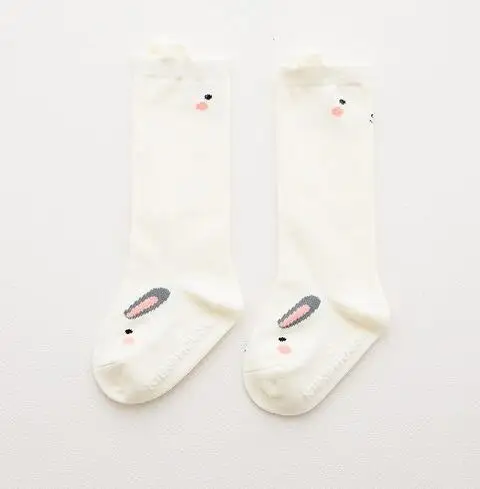 White rabbit slip Для новорожденных и детей ясельного возраста гольфы для маленьких девочек и мальчиков противоскользящие носки с симпатичными рисунками котиков; лисьи гетры для в стиле радуги, для младенцев, теплые длинные носки до колена - Цвет: White rabbit slip