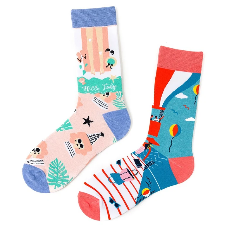 1 пара счастливых мужских носков для женщин, животных, инопланетян, Чили, большой размер, носки для лодок, чесаные хлопчатобумажные забавные носки