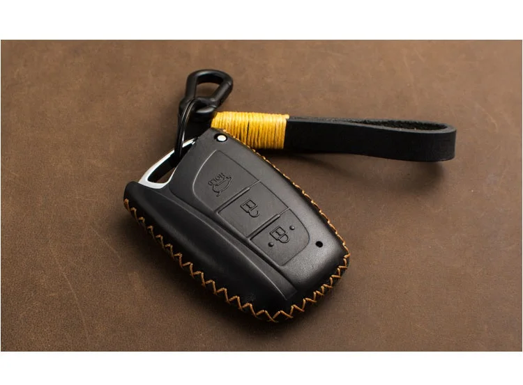 Натуральная кожа Ключи Сумка Чехол держатель дистанционного смарт ключ для hyundai Santa Fe Grand ix45 Сентениал Genesis