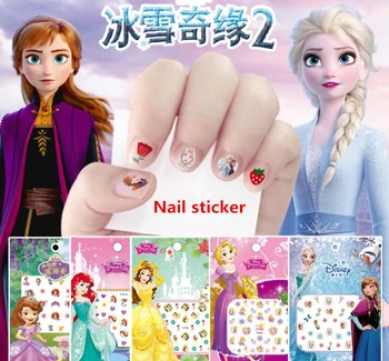 

3pc/set girls elsa and Anna Makeup Toys Nail Stickers snow White Princess Sophia Mickey Minnie kids earrings sticker toys