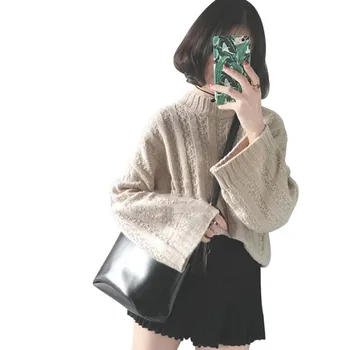 

Women Knitted Casual Autumn Winter Turtleneck Sweater Oversize Solid Sweaters Warm Long Sleeve Pullover Sweater