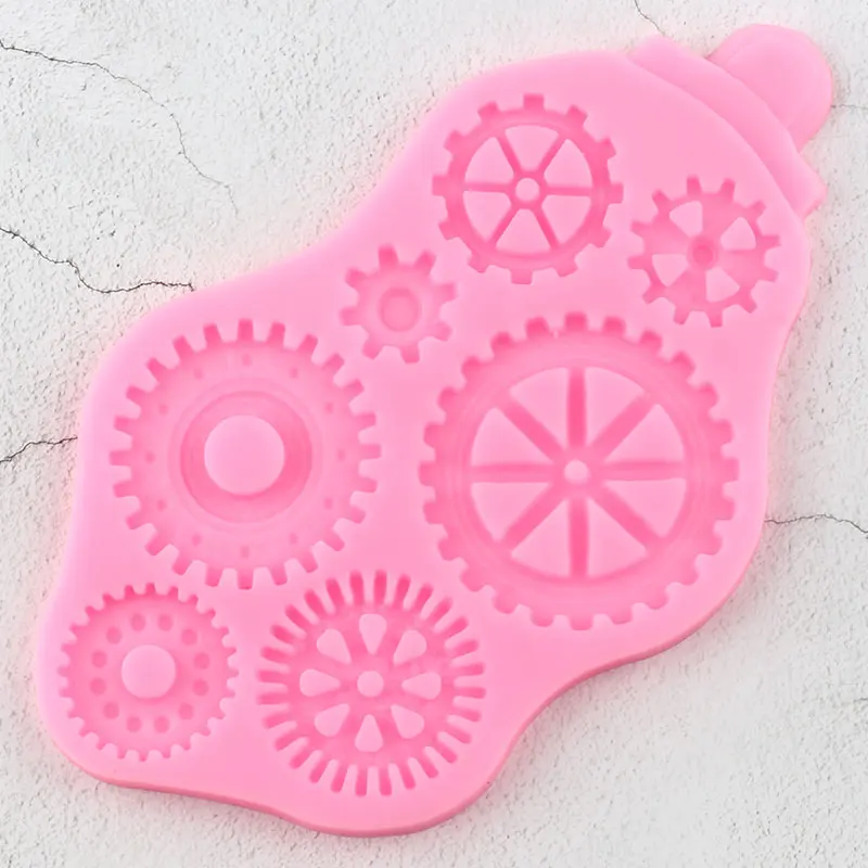 Distressed Cogs силиконовая форма для торта кайма для мастики формы DIY Инструменты для украшения торта для вечеринки шоколадный Gumpaste Candy Fimo глина плесень