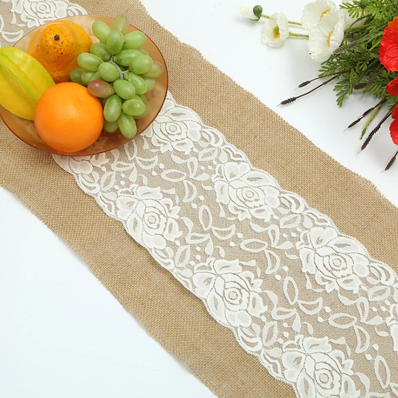 Ute настольная дорожка натуральный винтажный джутовый льняной Hessian Burlap настольная дорожка s для свадебного банкета, дня рождения, Рождества, украшение стола
