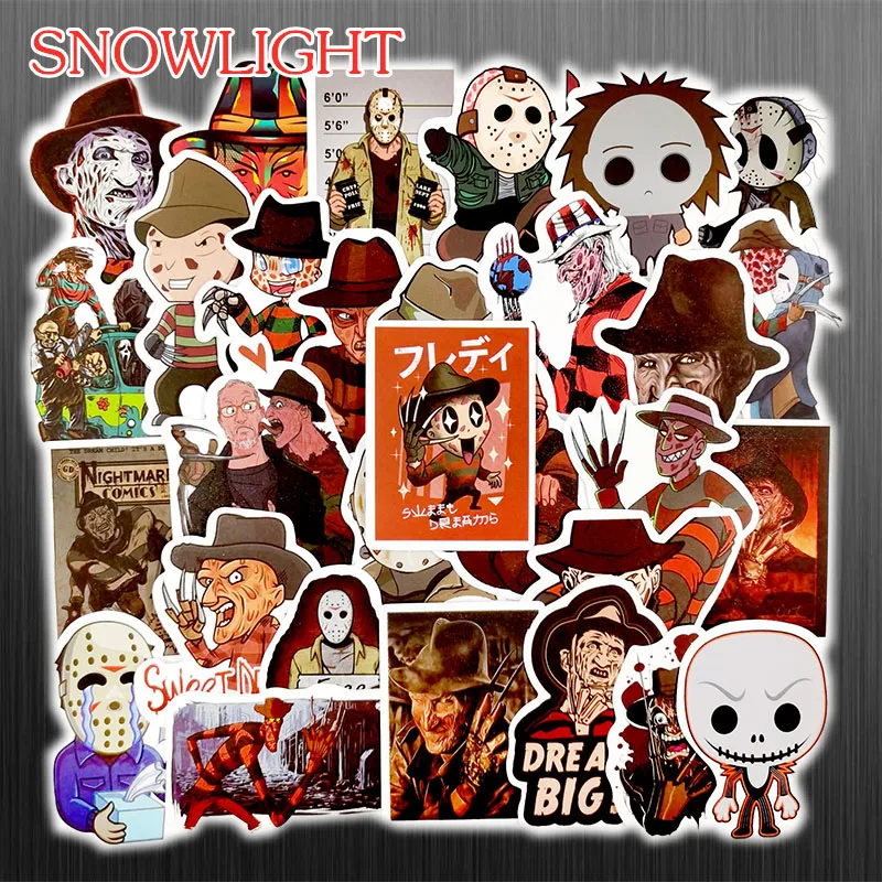 10/30/50 pcs/pack Freddy Krueger Cartoon PVC Waterproof Graffiti Sticker For Snowboard Scrapbook Bicycle Laptop Motorcycle Toy