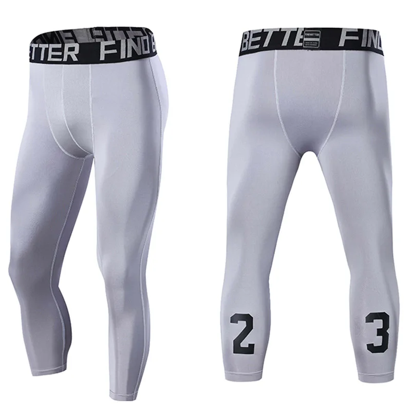 number:23 Men&rsquo;s 3/4 Compression Pants Dry Cool Sports Baselayer Running Workout Active Tights Leggings Compression Sportswear
