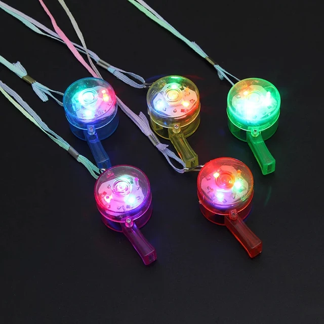 Glow Whistles Bulk Party Supplies LED Light Up Whistle with Lanyard Necklace Glow in The Dark Fun Party Favors for Kids Adults 5