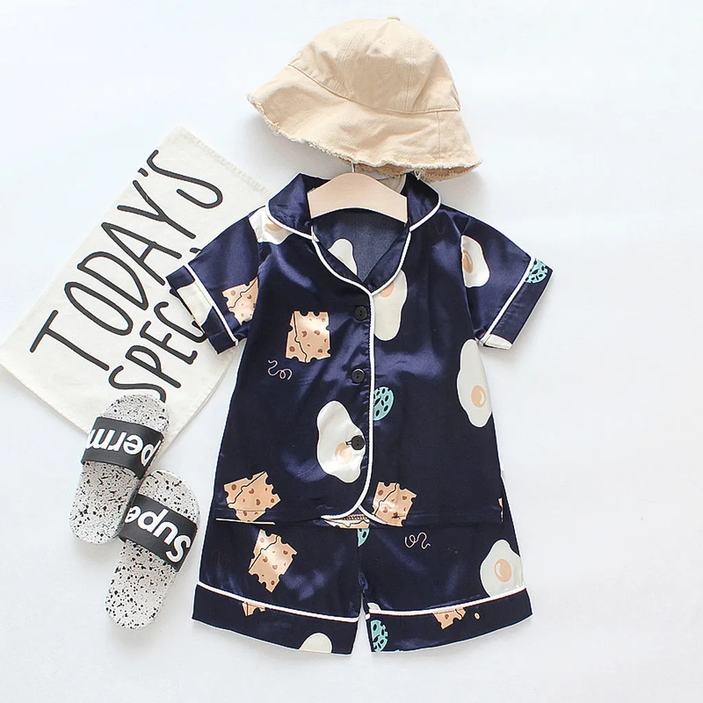 Модная Пижама для новорожденных, комплекты пижамы с рисунком для маленьких мальчиков и девочек, одежда для сна, футболка, шорты, комплект одежды, детский спальный костюм