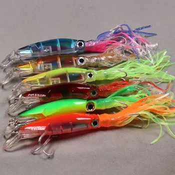 

1pc 14cm/43g Saltwater Fishing Squid Bionic Lures Big Size Swimbait Trolling Lure for Sailfish Marlin Fishing Soft Bait 6 Colors