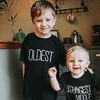 Oldest Middle Youngest Family Shirt Set Childrens Family Matching Tshirts Baby Sibling Shirt Baby Bodysuit Black Tees Drop Ship 3