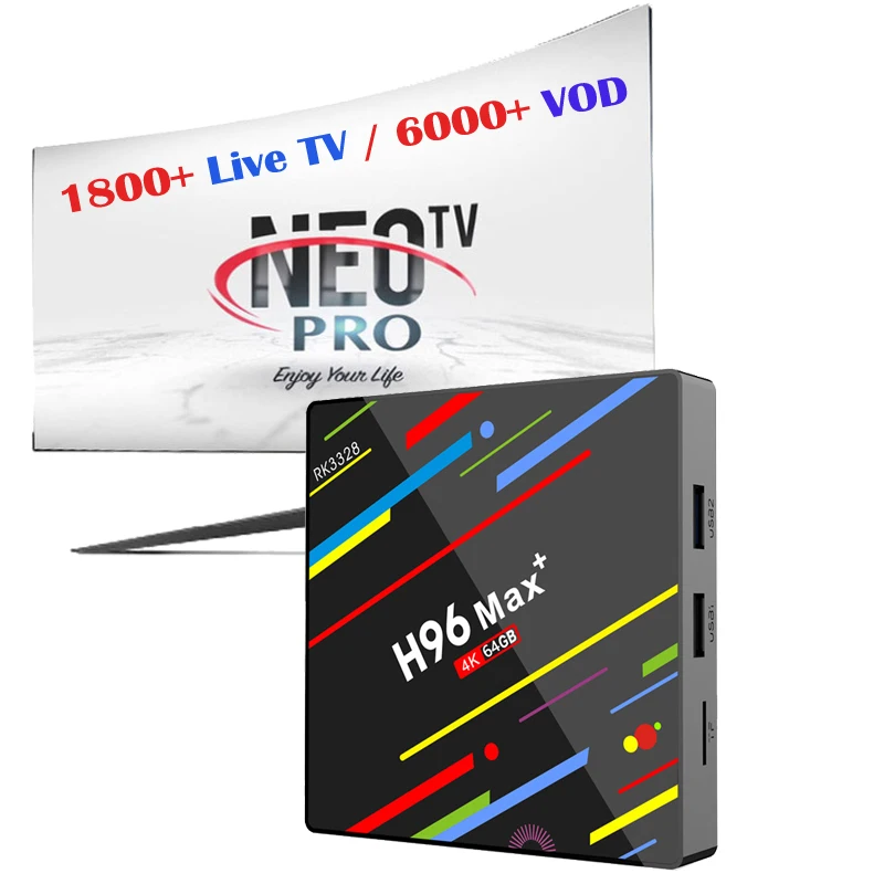 

Android 9.0 4K TV Box H96 max+ 4GB 64GB One Year Free NEO Pro France Arab Afrique Abonnement Full HD French Arabic IPTV Package