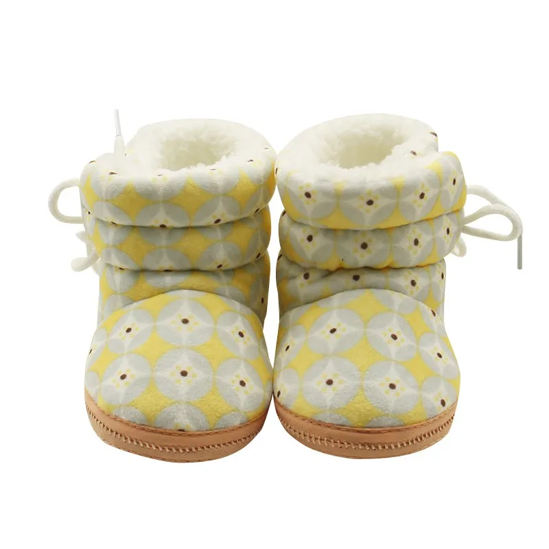 Осень-зима Новинка для новорожденных; для маленьких мальчиков и девочек фланелевые однотонные сапоги на меху для снежной погоды; удобные теплые высокое качество первая обувь для ходьбы, ботинки - Цвет: Yellow D