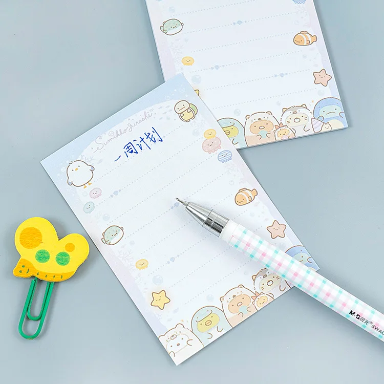 Мультяшный милый Sumikko Gurashi 6 складных самоклеящихся блокнотов для заметок, чтобы сделать список еженедельников, Липкие заметки, школьные офисные принадлежности